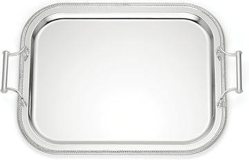 & Barton Silverplate Rectangular Serving Tray, Coffee Table Decor | mirror finish, hand wash only | handles for easy