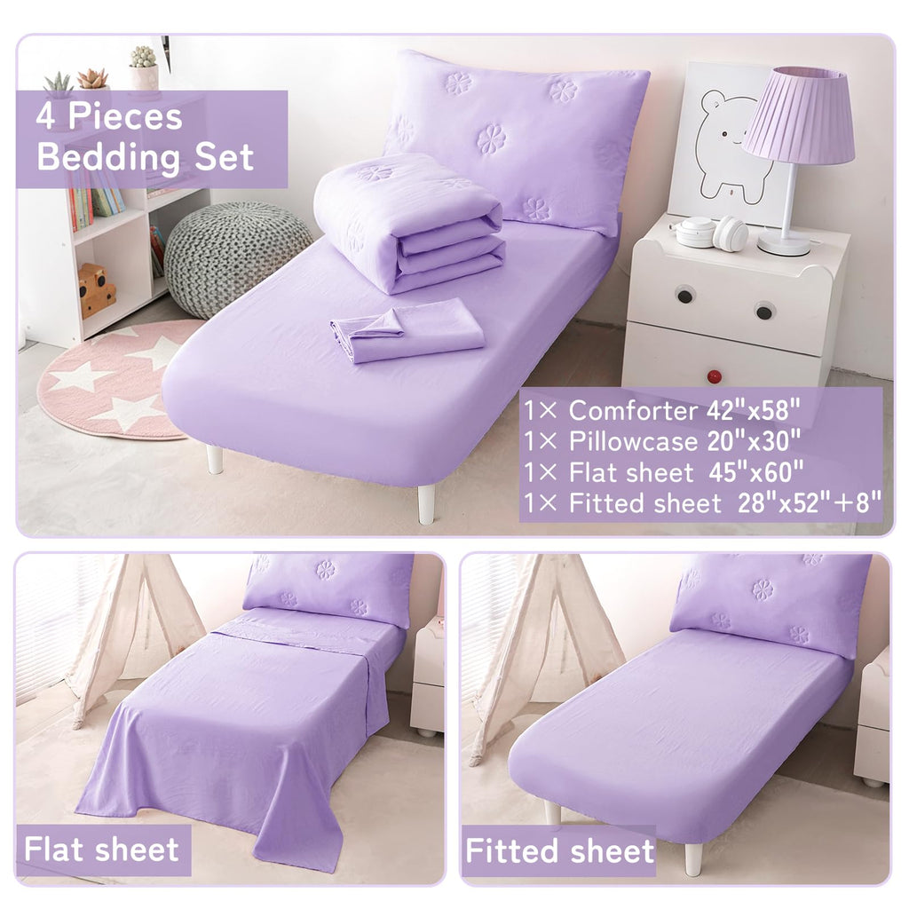 Toddler Bedding Set for Girls Boys Kids Comforter Set Light Purple
