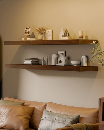 60 Inch Wall Shelves Deep Floating Shelves for Wall 2-Pack Walnut