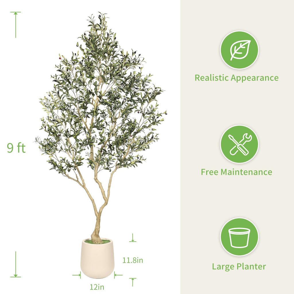9FT Olive Trees Artificial Indoor with Large Exquisite Planter