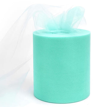 6"x 200 Yards Aqua Blue Tulle Fabric Roll for DIY Tutu Wrapping Party Decor