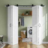 Bifold Barn Door 64'' x 84'',Bi-Fold Sliding Closet Doors with Hardware Kit Included,72'' Track Kit 