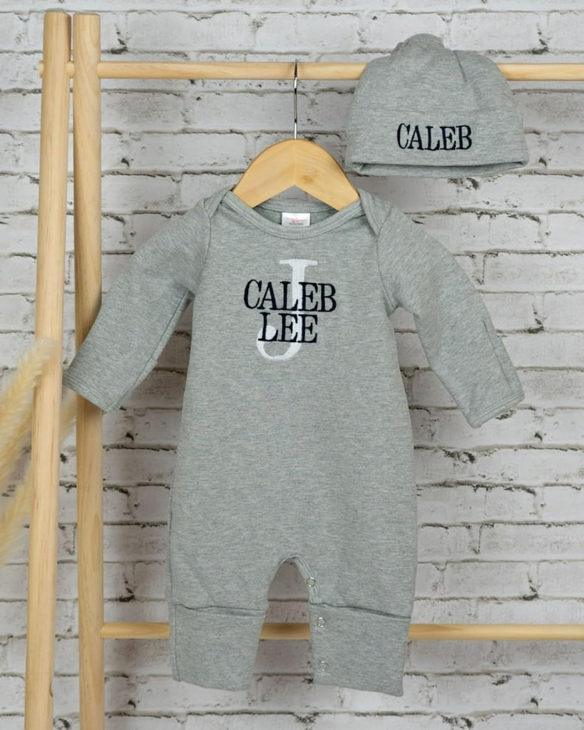 Organic Cotton Newborn Boy Coming Home Outfit Set Hypoallergenic Hospital Photo Ensemble With Embroidered Hat Baby
