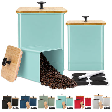 Kitchen Canisters Set of 3, Metal Flour Sugar Storage Containers with Airtight Lids-Canisters Sets with Customizable