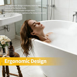 67" Deep Soaking Bathtub, Non-Slip Acrylic Tub with Chrome Drain, cUPC Certified, Ergonomic Modern Bath for Bathrooms