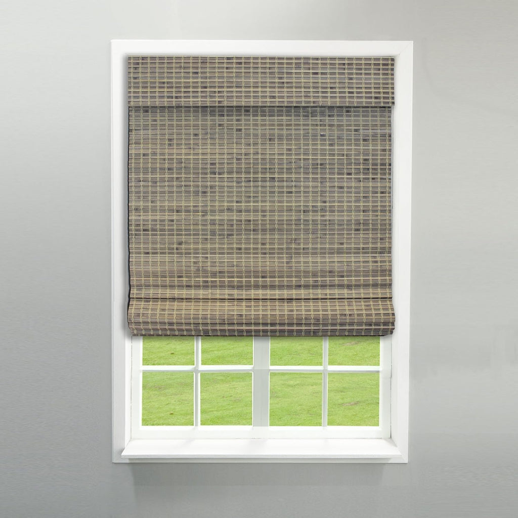 Cordless Bamboo Blinds - Flatstick Bamboo Roman Shades for Interior Windows - Roll Up Woven Shades with Valance