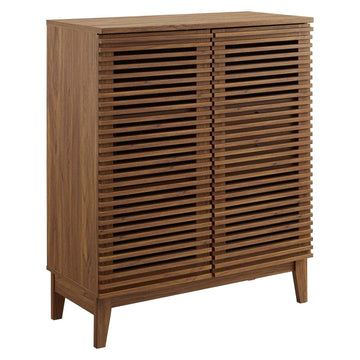 Render Mid-Century Modern Wine Rack Storage, Bar Cabinet, Walnut