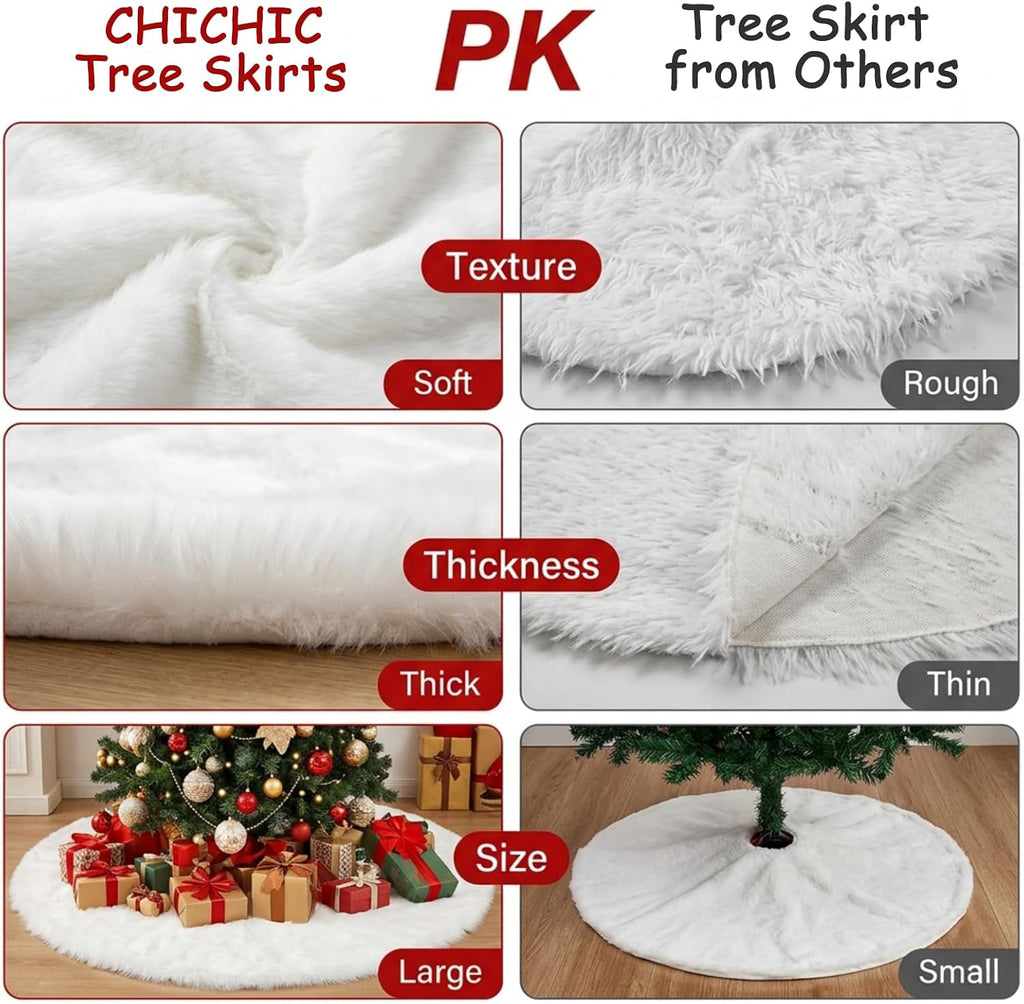 48 inch Christmas Tree Skirt Faux Fur Xmas Tree Skirt Christmas Decorations Holiday Tree Ornaments Tree Decoration