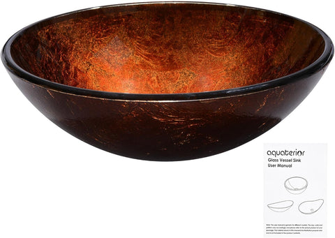 Aquaterior Tempered Glass Bathroom Vessel Sink Artistic Round Vanity Bowl Basin Spa Arts & Crafts