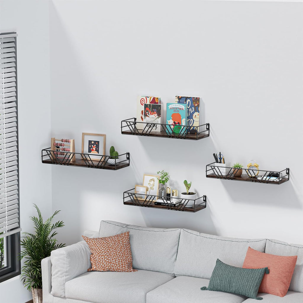 Floating Shelves for Wall Set of 4, Wall Shelf Wood Floating Shelf | Different Sizes Mounted Wall Shelves , Farmhouse