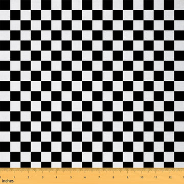 Black White Checkered Grid Fabric by The Yard Simple Style Decorative DIY Projects Abstract Art Soft Polyester No
