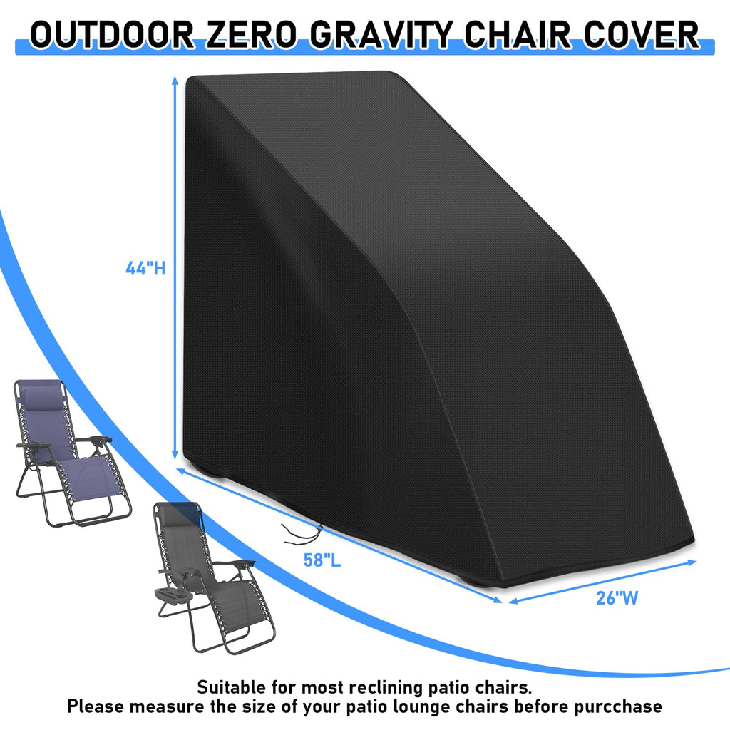 2-Pcs Zero Gravity Chair Cover, Waterproof Folding Lawn Lounge Chairs Covers, Outdoor Relaxing Chair