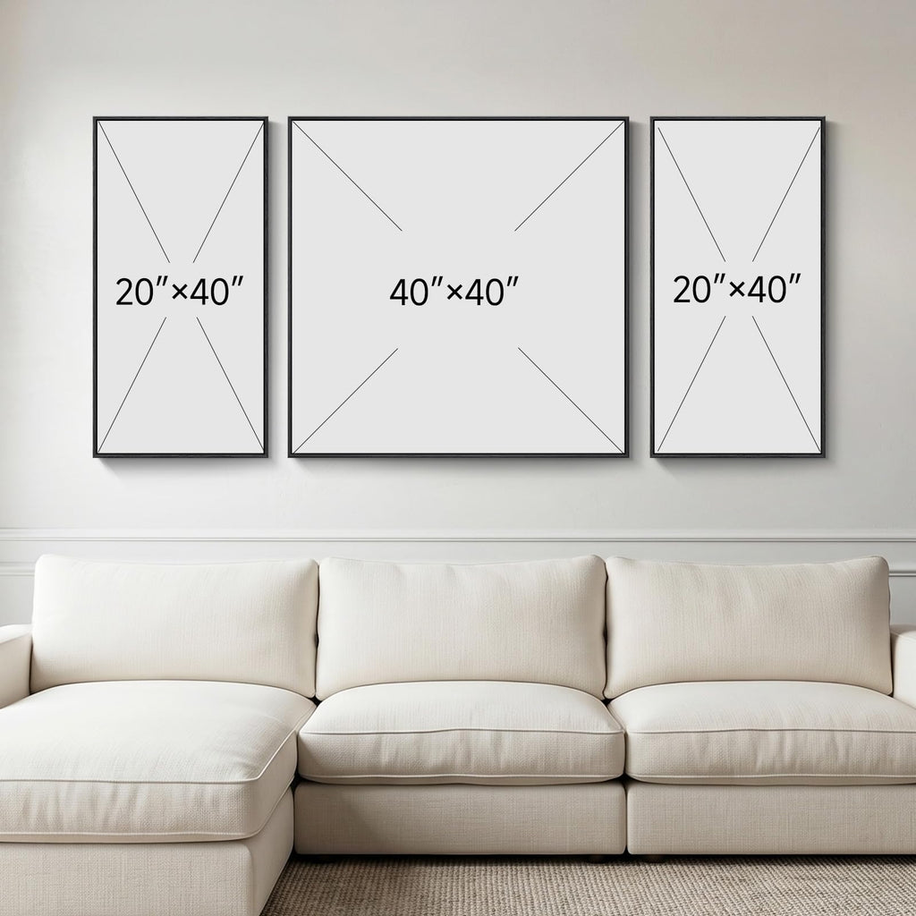 Extra Large Framed Blue Gray Abstract Landscape Wall Art