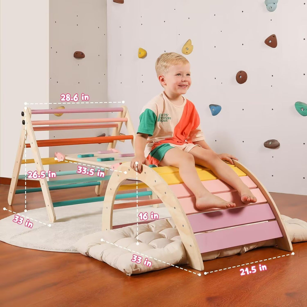 Triangle Set with Cushion Large, 5 in 1 Toddler Climbing Toys Indoor