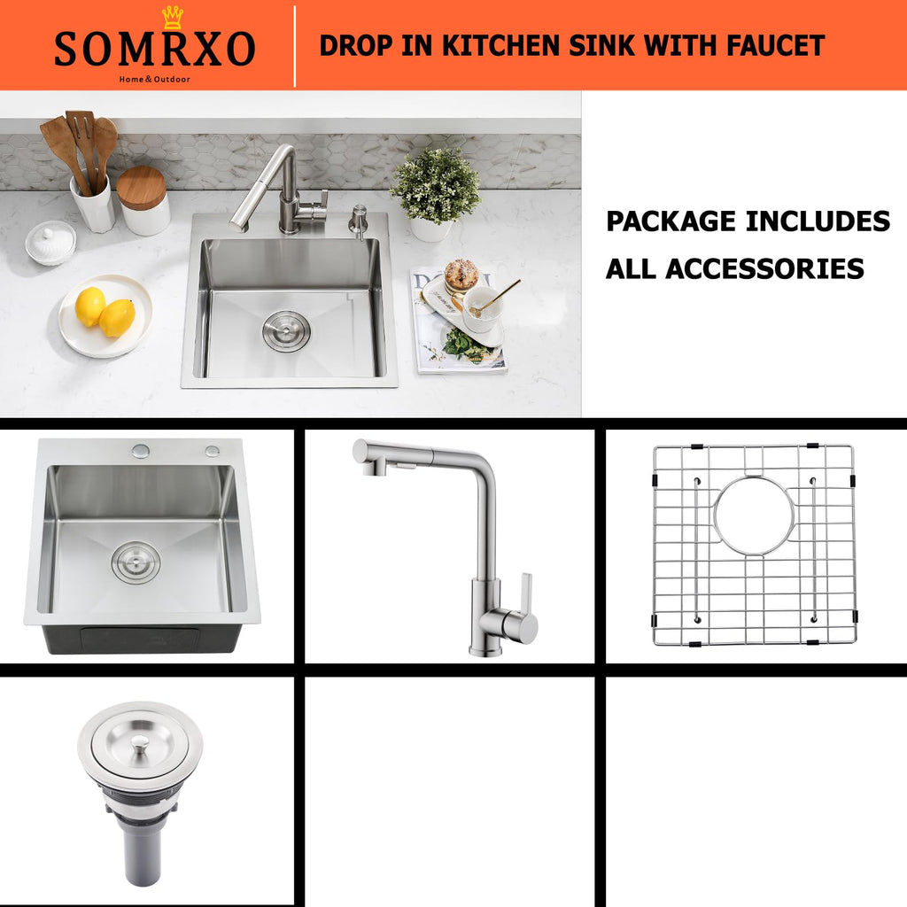 15x15 Drop In Bar Sink with Faucet