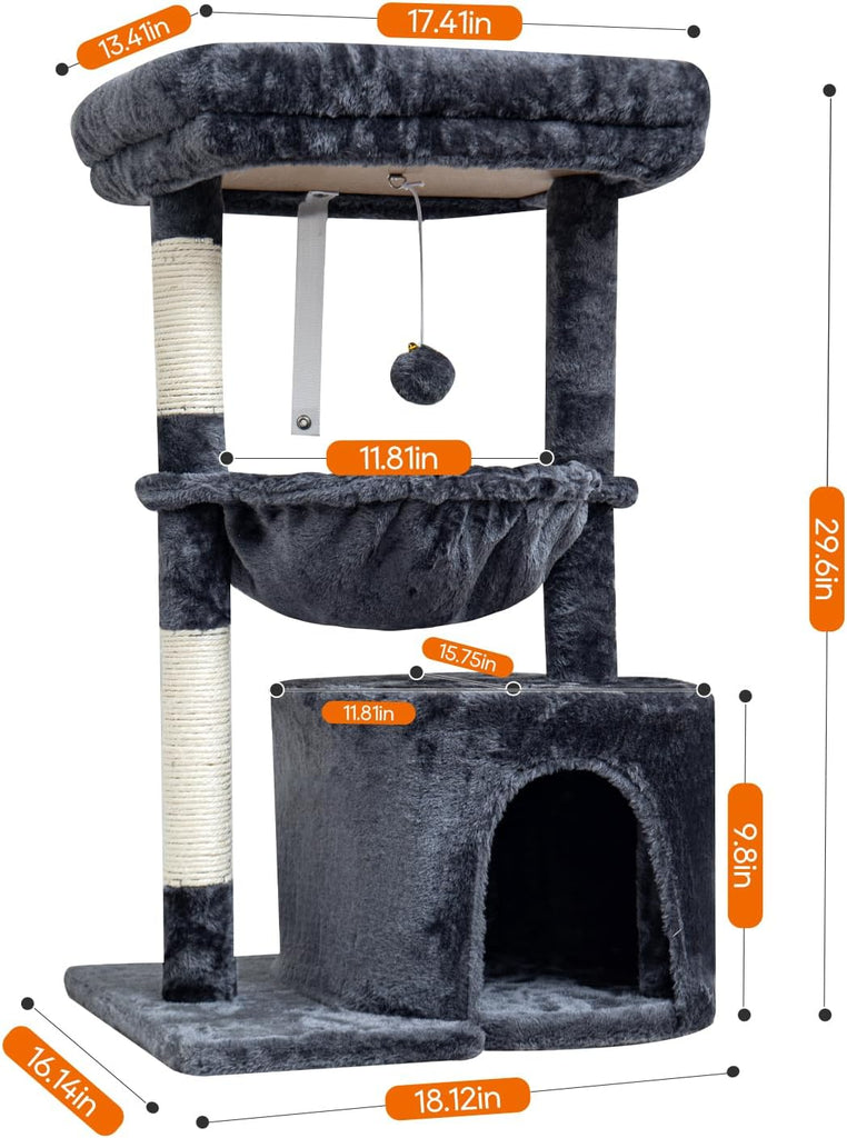 Small Cat Tree for Indoor Cats, Cat Tower with Scratching Post