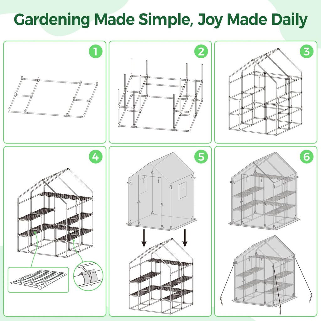 Greenhouse for Outdoors with Screen Windows, Upgraded 4 Tiers 11 Shelves Walk-in Greenhouses with Durable PE Cover