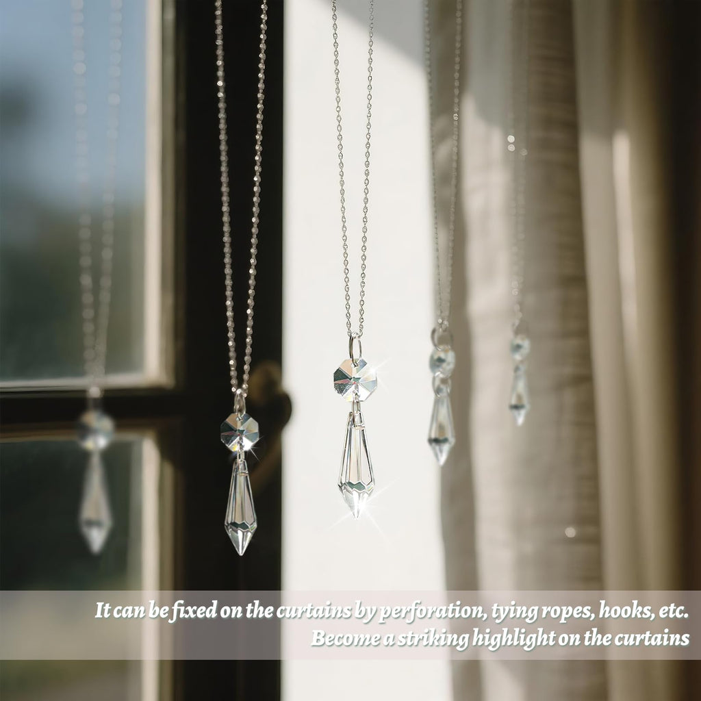 Premium Clear Crystal Glass Drops 2.4" -Multi Purpose Bluk Crystal Beads Hanging Prisms for Holiday Party/Home/Window