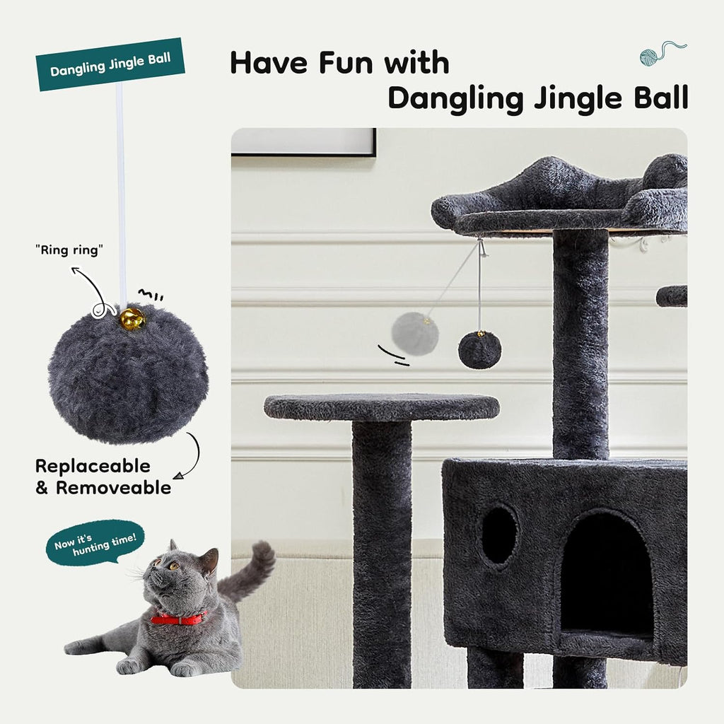 54 Inch Cat Tree Tower with Scratching Posts