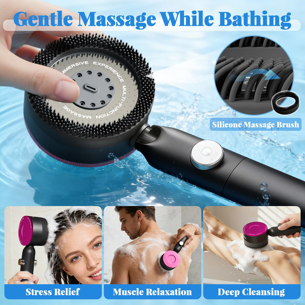 Filtered Shower Head with Handheld, High Pressure Showerhead with 5 Filters & 59" Explosion-Proof Hose, 360° Rotating