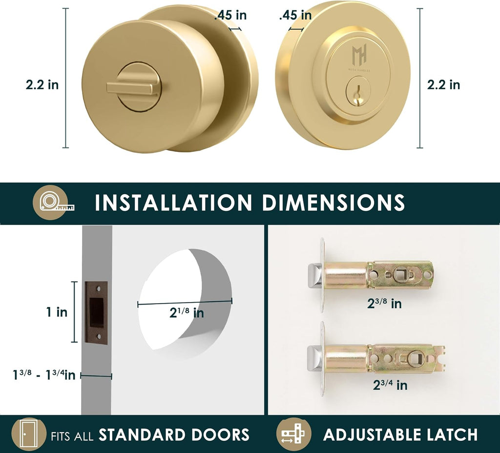 Buena Entry Door Knob & Deadbolt Gold (1-Pack) - Keyed Combo