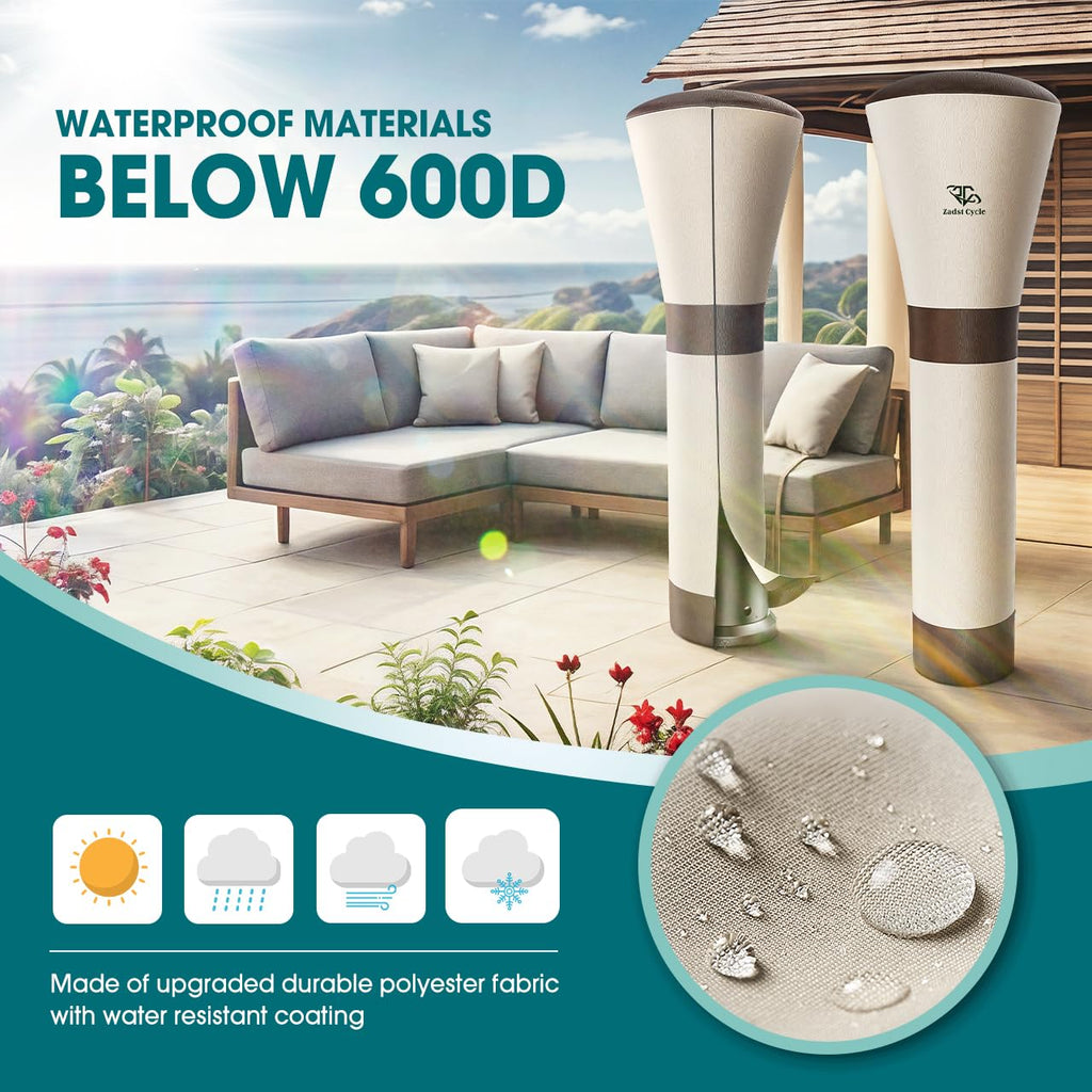 Patio Heater Cover - 95 Inch, Waterproof, Heavy Duty, Anti-UV, Tear Resistant, 600D Propane Heater Cover, 95"H x 34"D