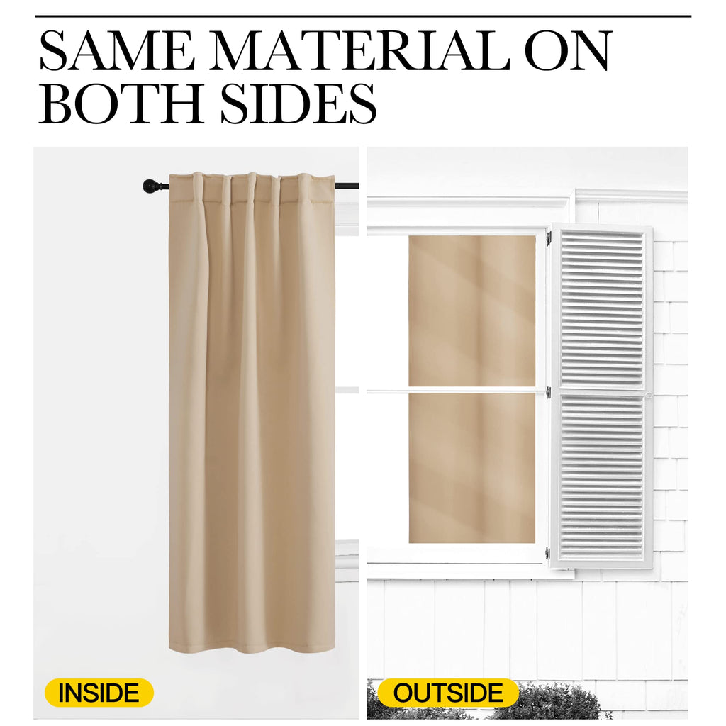 Blackout Curtain Panels Window Draperies - (Biscotti Beige Color) 70x72 inch, 2 Pieces, Insulating Room Darkening