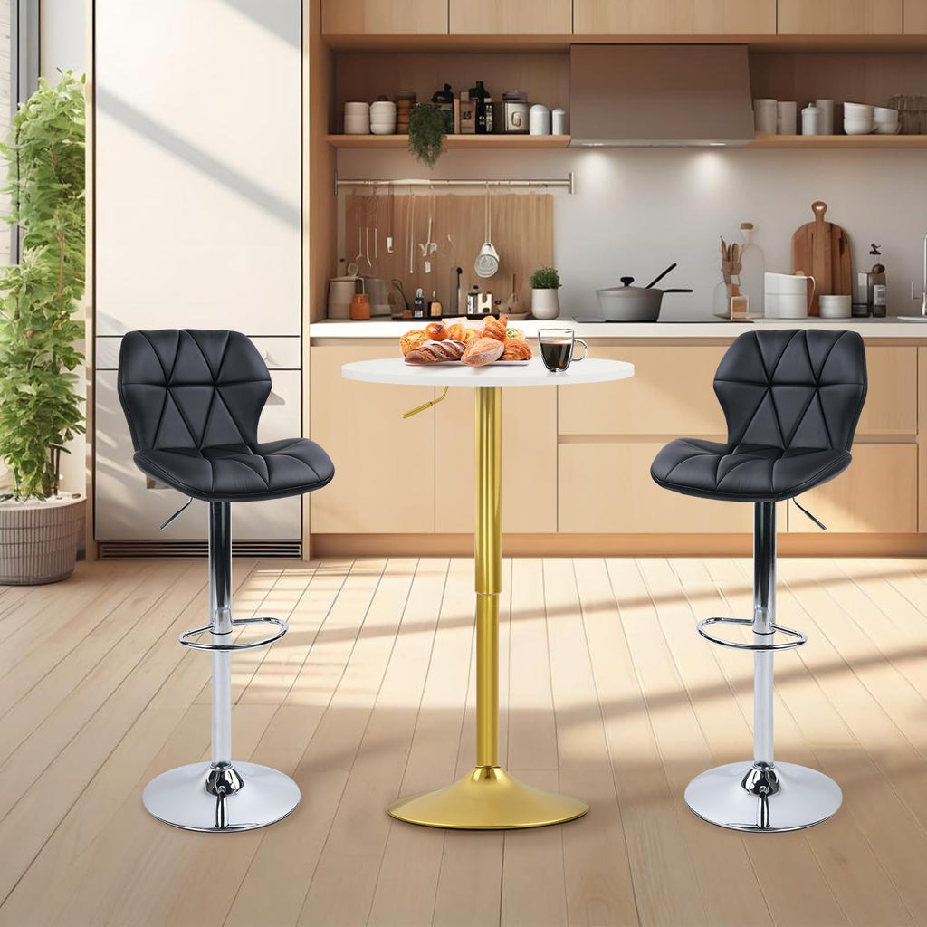 Round Bar Table 10 Pack, Height Adjustable 26"-36" Bistro Pub Table with Gold Metal Base, 360° Swivel High Top
