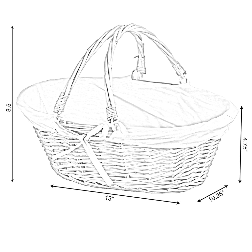 Oval Wicker Gift Basket with Double Drop Down Handles, Red Gingham Lining, Woven Picnic Basket for Gifts, Gathering
