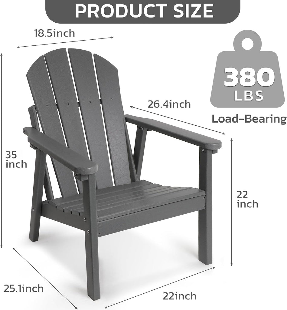 Adirondack Chair Set of 2, HDPE All Weather Adirondack Chairs, Fire Pit Chairs, Patio Chairs, Lawn Chairs. Perfect