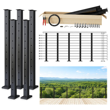 16-20ft Modular Cable Railing Kit for Deck Surface Mount 36in RW17
