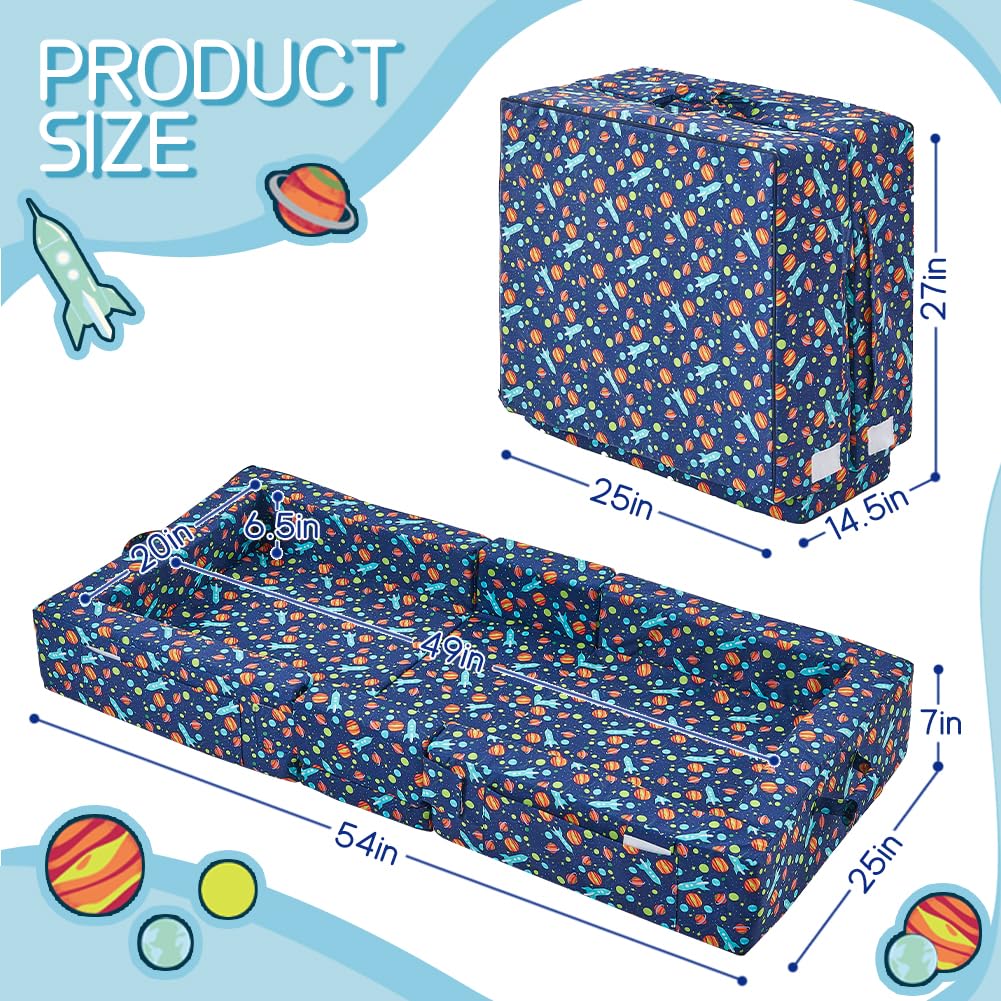 Toddler Travel Bed, Foldable Kid Floor Bed with Washable Cover