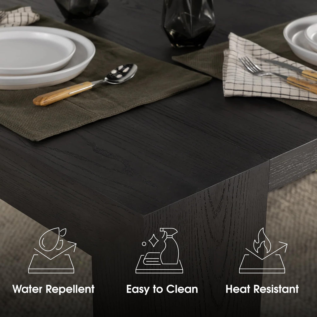 Solid Wood Extendable Dining Table, Black