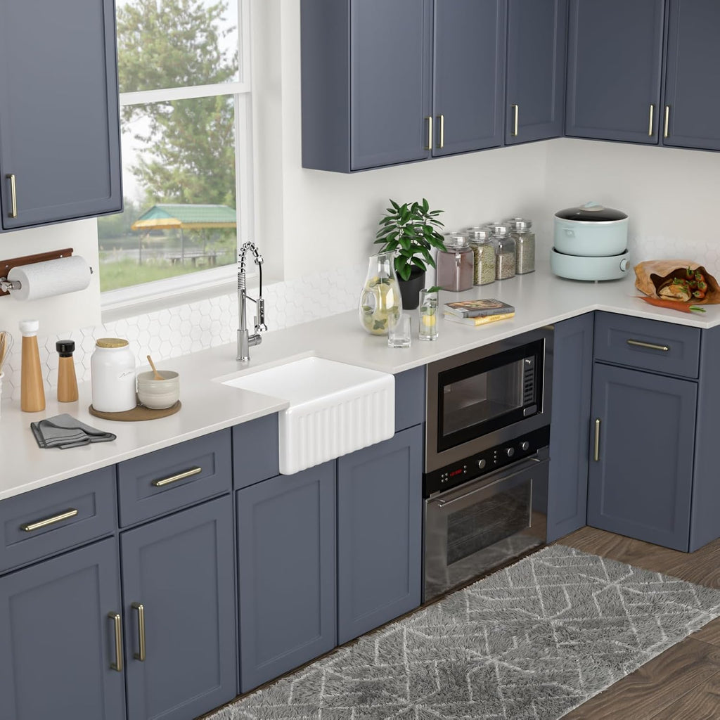 24 Inch White Farmhouse Kitchen Sink Apron Front Farm Sink Undermount Fireclay 24 x 18 x 10 Inch Single Bowl Ceramic