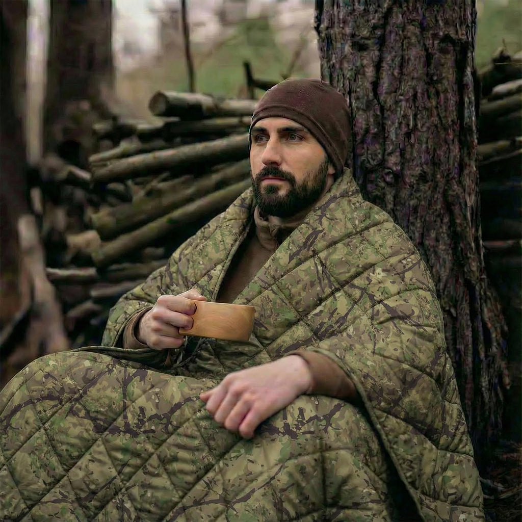 Camo Blanket Waterproof Poncho Liner for Outdoor Camping, Hiking, Hunting, Survival, Backpacking, Picnicking, Fishing