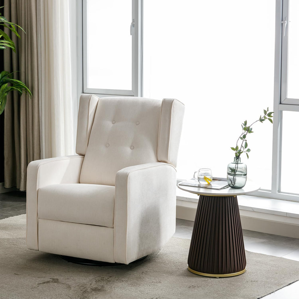 Swivel Rocker Recliner Chair, Nursery Glider Chair, Nursery Rocking Chairs, Manual Reclining Chair, White