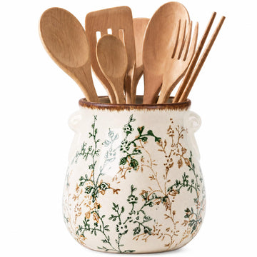 Utensil Holder Counter Ceramic Cooking Utensil Crock Organizer for Countertop Heavy Large Holder for Spatulas Spoons