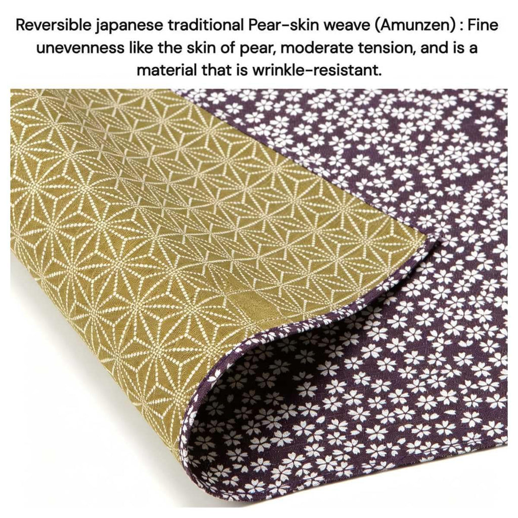 Furoshiki Japanese Reversible Wrapping Cloth Eco Gift Wrap Sakura Asanoha (Purple/Green, 35.4 x 35.4 inches)