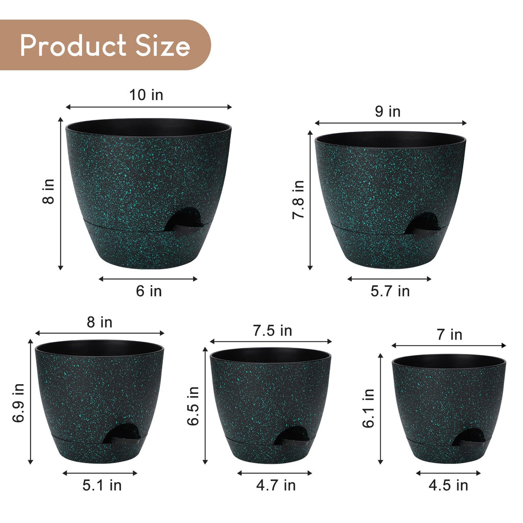 10/9/8/7.5/7 inch Self Watering Plant Pots for Indoor Plants