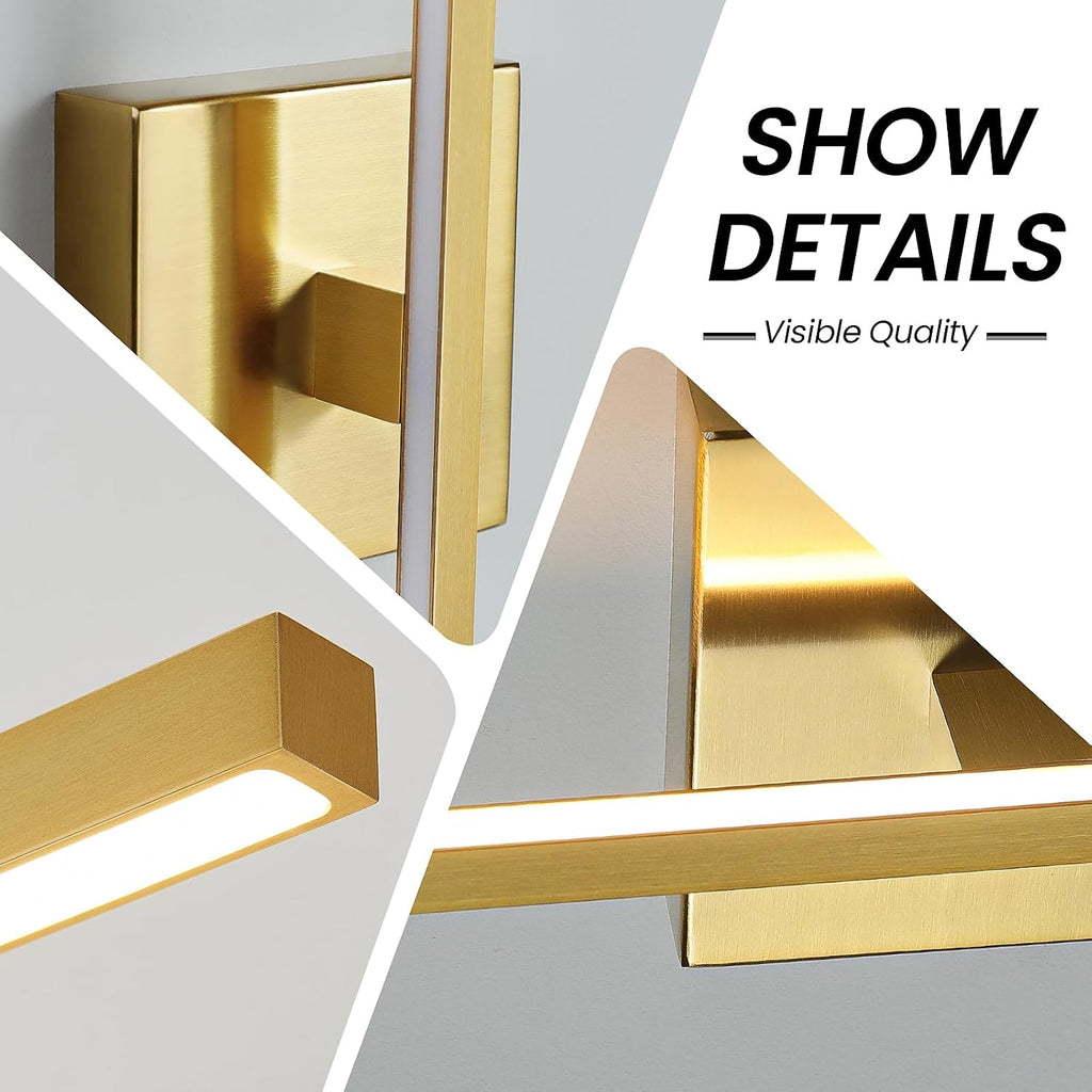 Gold Bathroom Light Fixtures Over Mirror - 39 Inch Dimming Bathroom Vanity Light 28W 3500K LED Vanity Light Bar