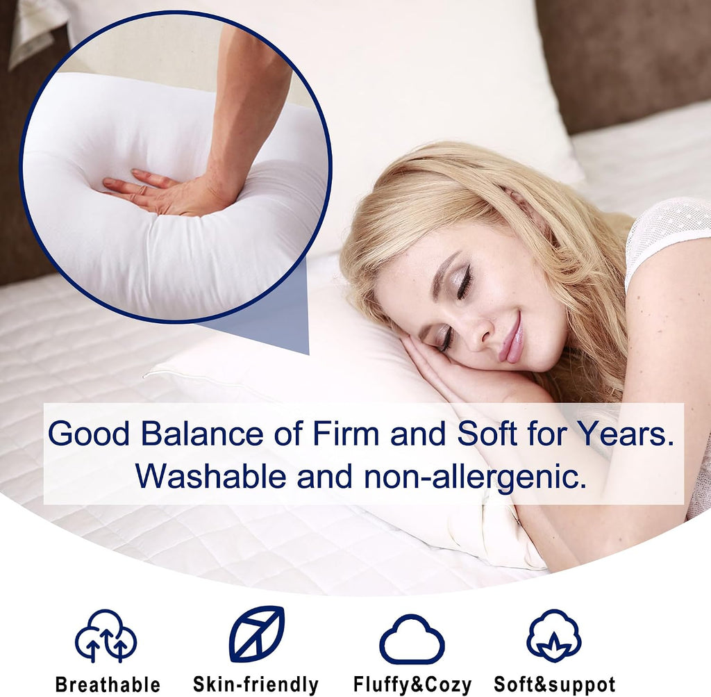 20x20 Pillow Inserts () - Down Alternative 100% Cotton Cover Decorative Square Throw Pillows White for Couch - Set of 2