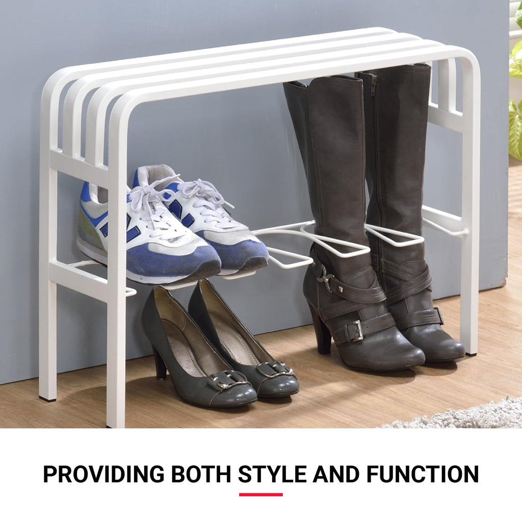 Horizontal Steel Shoe Bench, Shoe Organizer, Shoe Storage Bench (White)