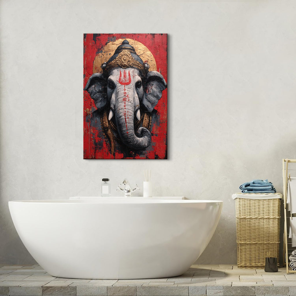 Abstract Elephant Wall Art Watercolor Paintings Wall Decor Hinduism Religion Canvas Picture for Yoga Spa Meditation
