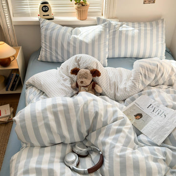 Striped Duvet Cover Set Blue White Striped Bedding Set