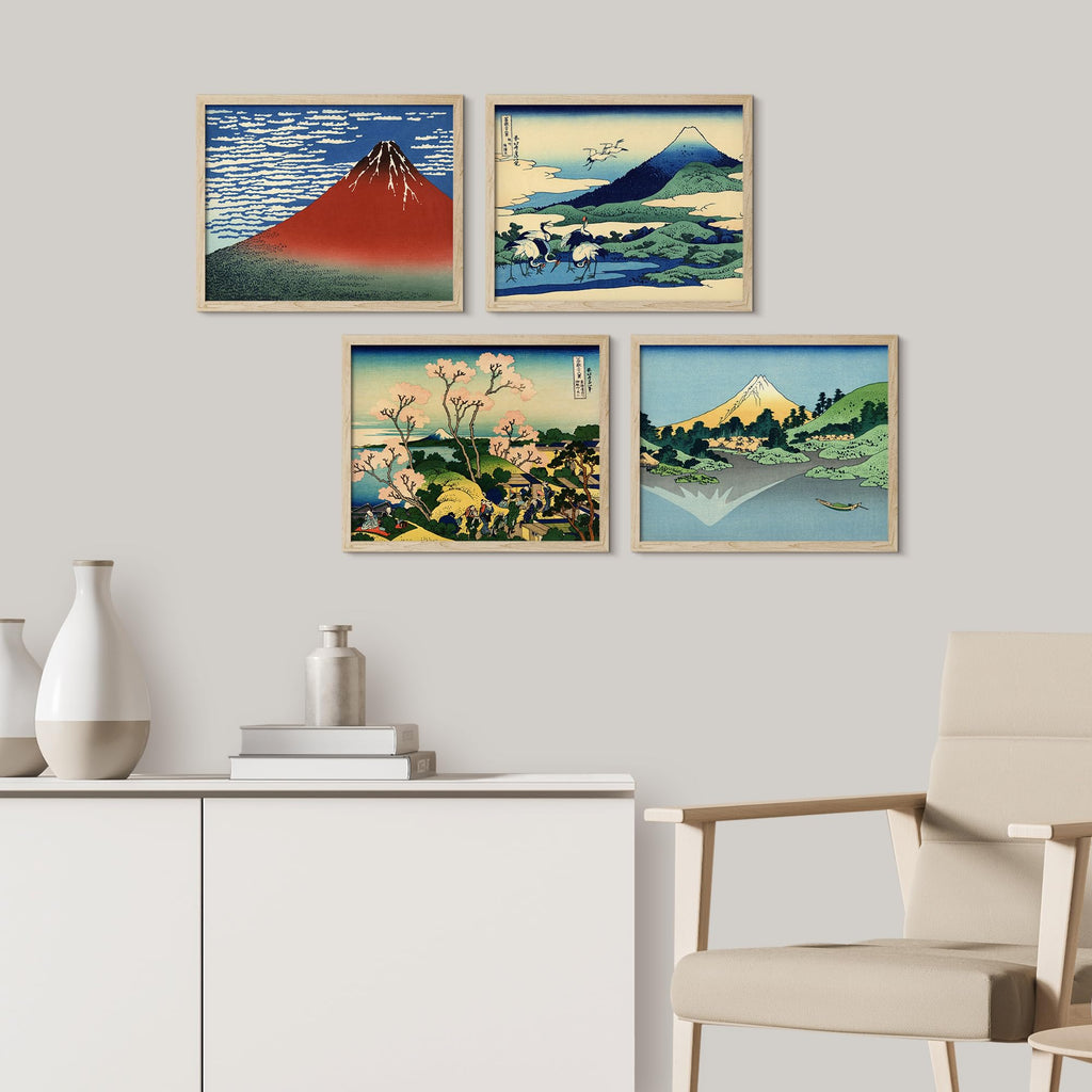 Framed Poster Japanese Ukiyo-e Art Prints Traditional Hokusai Landscapes Illustrations Fine Art Decorative Vintage