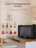 8 Bottles Countertop Wine Fridge, Small Wine Fridge with Double Glass Doors, LED