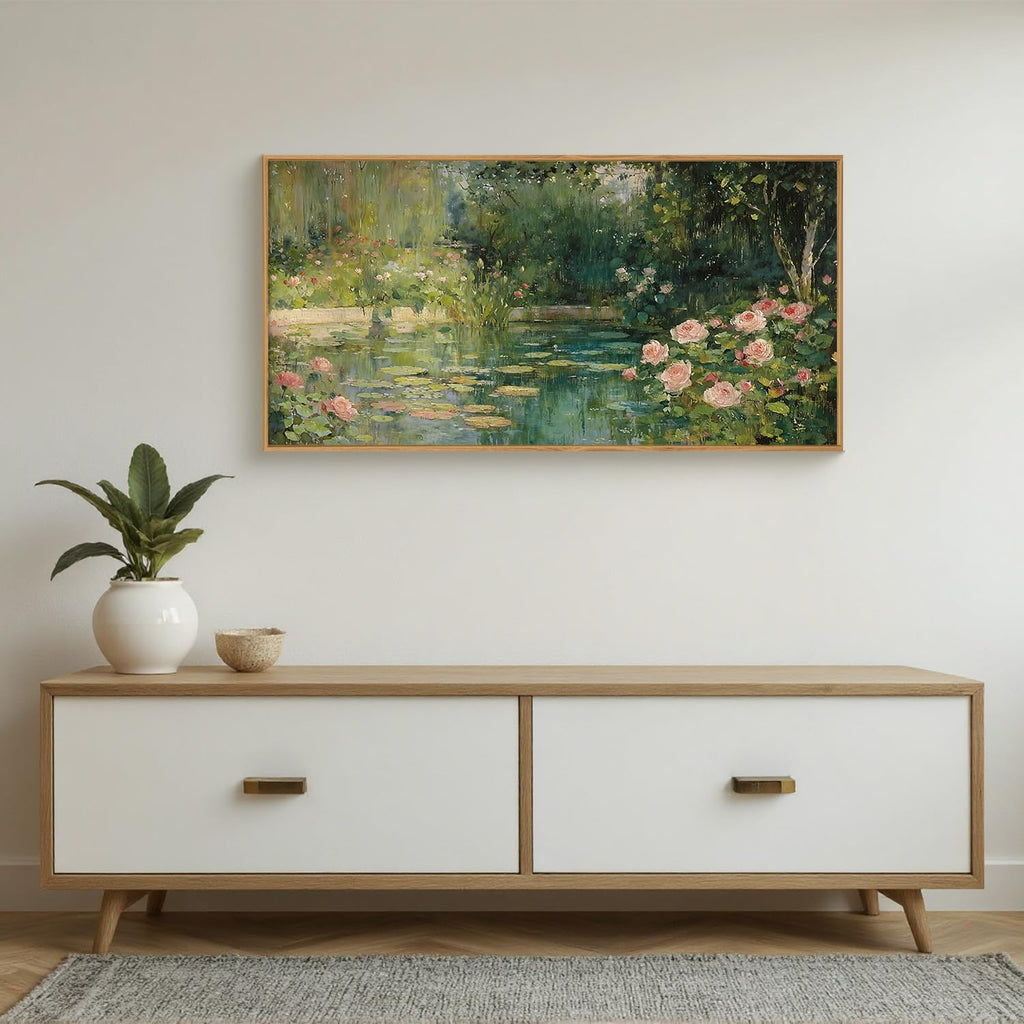 Monet Floral Framed Canvas Wall Art Set, Impressionist Botanical Garden Wall Decor, Vintage Ponds Tree Plant Artwork