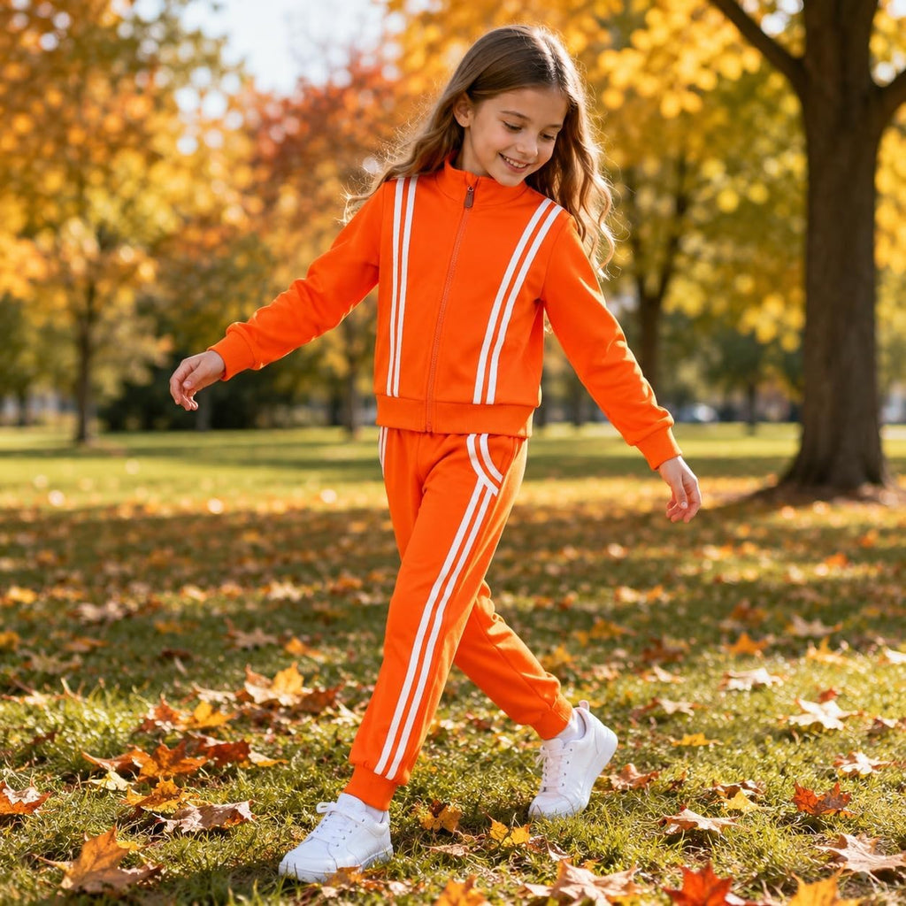 Girls 2 Piece Fall Outfits Long Sleeve Zip Up Tracksuit Toddler Jogger Sweatpants, Kids Winter Clothes Lounge Set