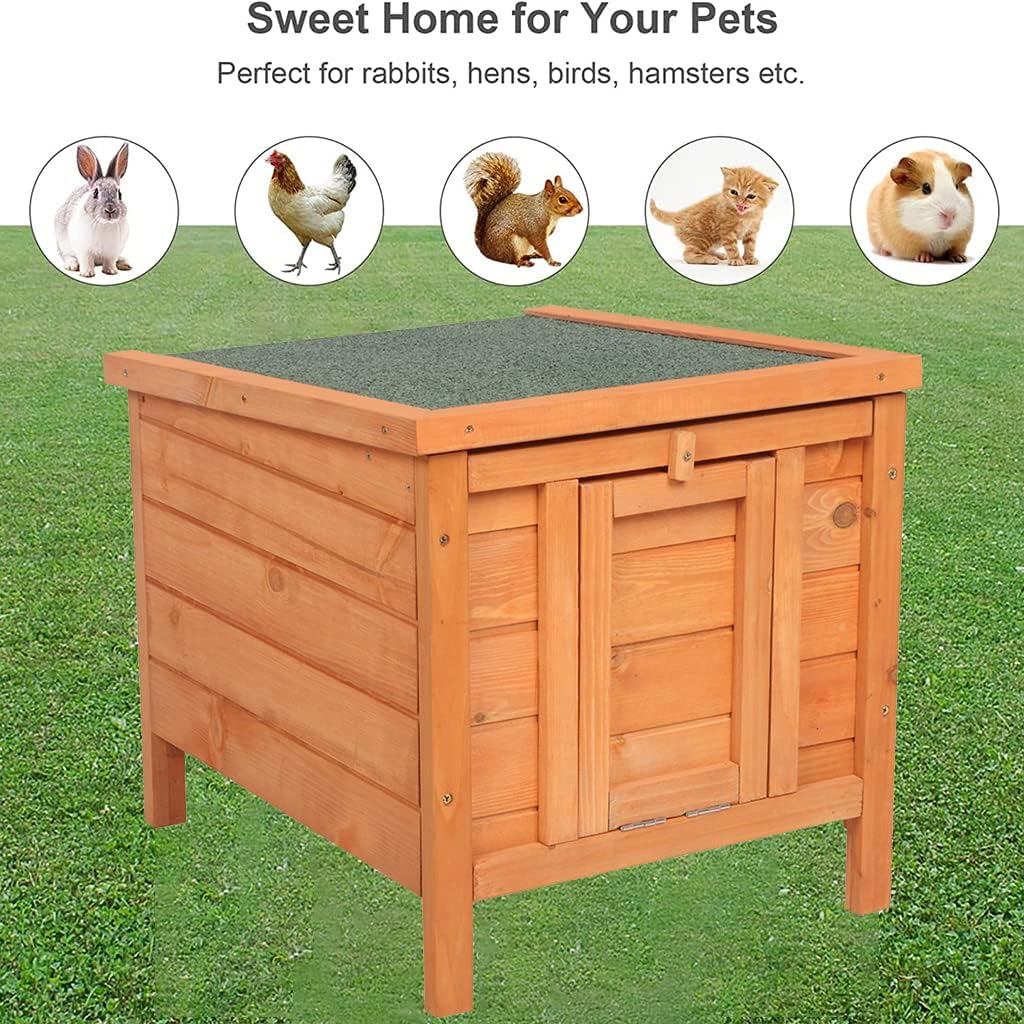 Cat House Outside, Weatherproof Wooden Bunny Rabbit Cat Hutch Outdoor Pet Cage Shelter Feral Cat House, Small Pet