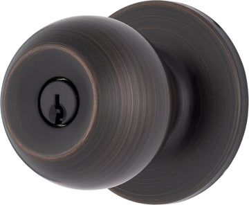 Transitional Keyed Entry Ball Door Knob, Tuscan Bronze